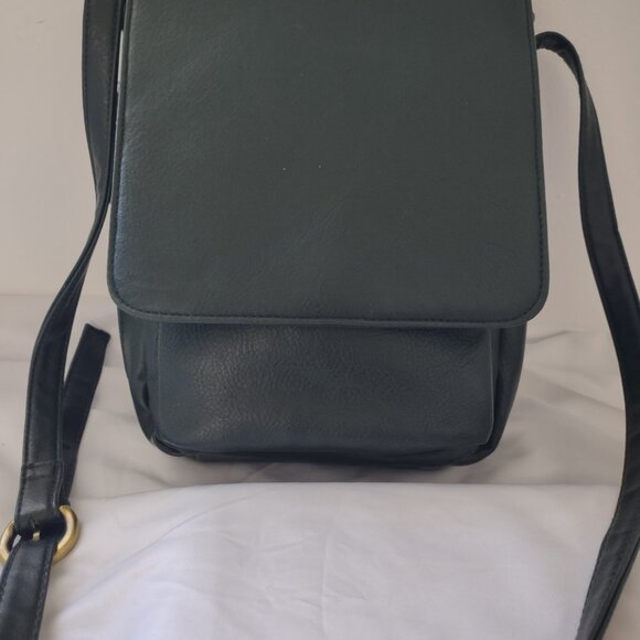 Leather Messenger Crossbody Shoulder Handbag Satchel Dark Green - Picture 4 of 15
